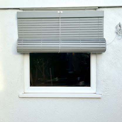 Outdoor grey wooden blind